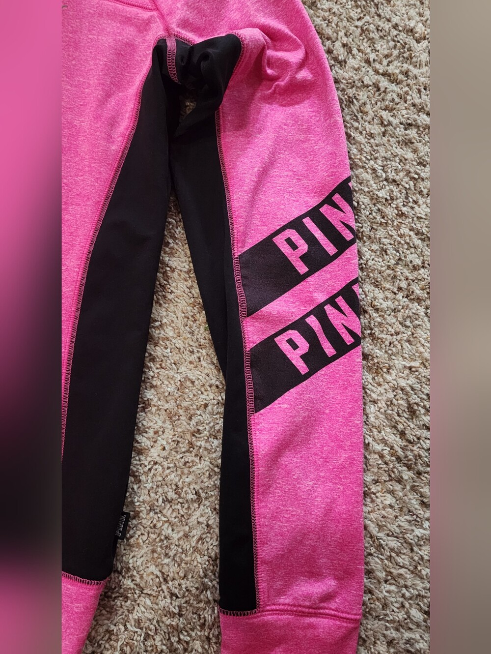 Victoria's Secret PINK Bright Pink and Black Half-Zip Pullover Small - Picture 2 of 9
